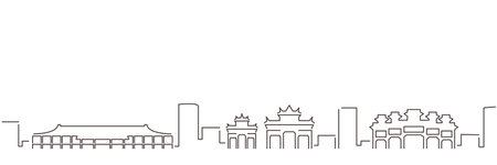 Zhuhai Dark Line Simple Minimalist Skyline With White Backgroundのイラスト素材