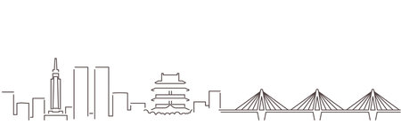 Nanchang Dark Line Simple Minimalist Skyline With White Backgroundのイラスト素材