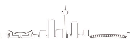 Calgary Dark Line Simple Minimalist Skyline With White Backgroundのイラスト素材