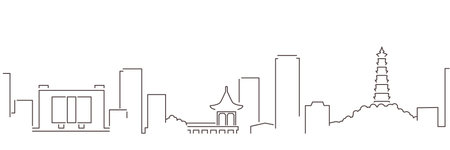 Dongguan Dark Line Simple Minimalist Skyline With White Backgroundのイラスト素材