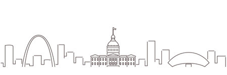 Saint Louis Dark Line Simple Minimalist Skyline With White Backgroundのイラスト素材