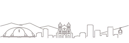 Medellin Dark Line Simple Minimalist Skyline With White Backgroundのイラスト素材