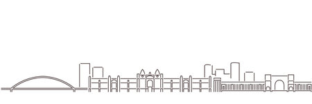 Novosibirsk Dark Line Simple Minimalist Skyline With White Backgroundのイラスト素材