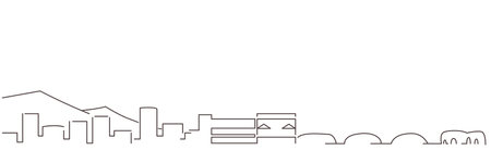 Sendai Dark Line Simple Minimalist Skyline With White Backgroundのイラスト素材
