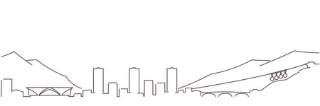 Grenoble Dark Line Simple Minimalist Skyline With White Backgroundのイラスト素材
