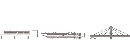 Surat Dark Line Simple Minimalist Skyline With White Backgroundのイラスト素材