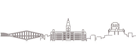 Quebec Dark Line Simple Minimalist Skyline With White Backgroundのイラスト素材