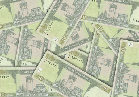 Paper money from  Afghanistan. Afghan afghani. Close up banknotes from  Afghanistan.  Afghan currency 3D renderの写真素材