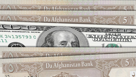 Paper money from  Afghanistan. Afghan afghani. Close up banknotes from  Afghanistan.  Afghan currency 3D renderの写真素材