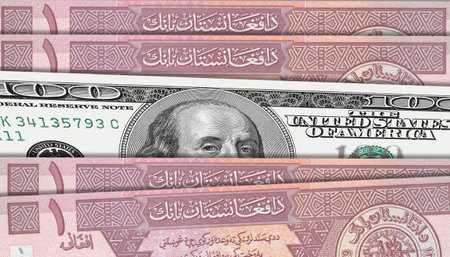 Paper money from  Afghanistan. Afghan afghani. Close up banknotes from  Afghanistan.  Afghan currency 3D renderの写真素材