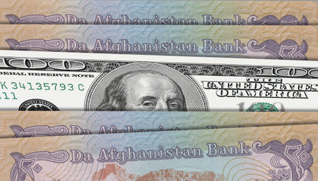 Paper money from  Afghanistan. Afghan afghani. Close up banknotes from  Afghanistan.  Afghan currency 3D renderの写真素材