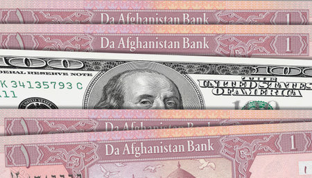 Paper money from  Afghanistan. Afghan afghani. Close up banknotes from  Afghanistan.  Afghan currency 3D renderの写真素材