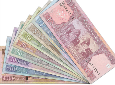 Paper money from  Afghanistan. Afghan afghani. Close up banknotes from  Afghanistan.  Afghan currency 3D renderの写真素材