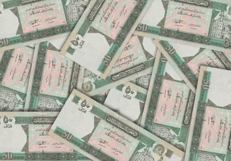 Paper money from  Afghanistan. Afghan afghani. Close up banknotes from  Afghanistan.  Afghan currency 3D renderの写真素材