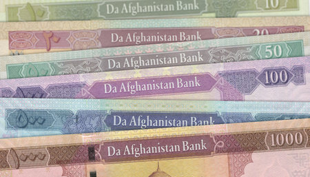 Paper money from  Afghanistan. Afghan afghani. Close up banknotes from  Afghanistan.  Afghan currency 3D renderの写真素材