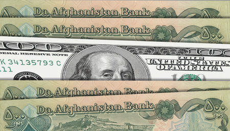 Paper money from  Afghanistan. Afghan afghani. Close up banknotes from  Afghanistan.  Afghan currency 3D renderの写真素材
