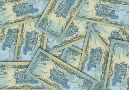 Paper money from  Afghanistan. Afghan afghani. Close up banknotes from  Afghanistan.  Afghan currency 3D renderの写真素材