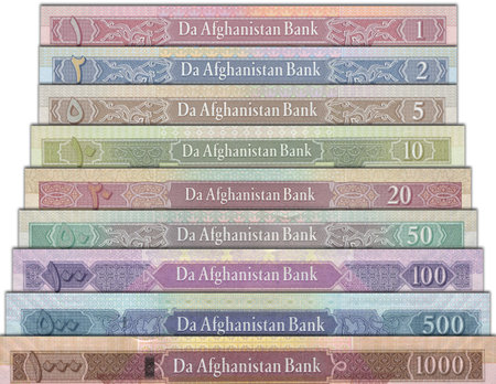 Paper money from  Afghanistan. Afghan afghani. Close up banknotes from  Afghanistan.  Afghan currency 3D renderの写真素材