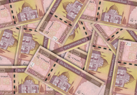 Paper money from  Afghanistan. Afghan afghani. Close up banknotes from  Afghanistan.  Afghan currency 3D renderの写真素材
