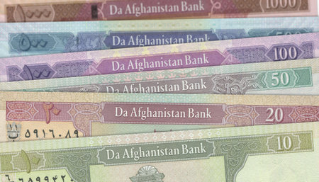 Paper money from  Afghanistan. Afghan afghani. Close up banknotes from  Afghanistan.  Afghan currency 3D renderの写真素材