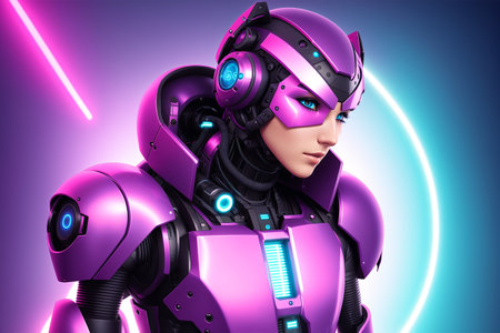 Cyborg woman in futuristic suit. Sci-fi concept. 3D renderingの素材
