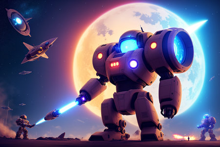 Astronaut against the background of the moon. 3d renderの素材