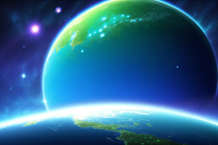 Earth from space showing all the beauty of space. 3D renderingの素材