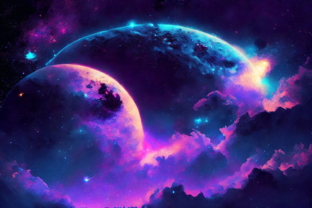 Planets and galaxy, science fiction wallpaper. Beauty of deep space.の素材