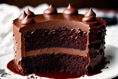 Chocolate cake with chocolate glaze. Shallow dof.の素材