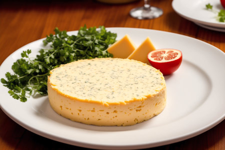 Cheese collection, gorgonzola cheese with parsley on white plateの素材
