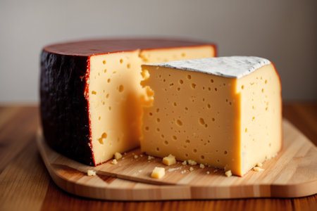 Cheese collection, French medium-hard cheese made from cow milk close upの素材
