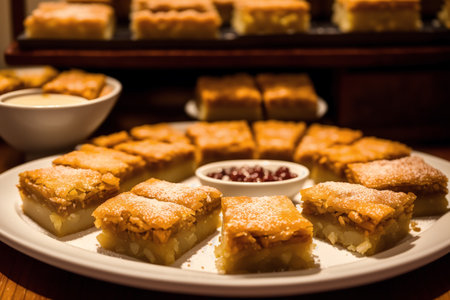 Traditional georgian sweet baklava on wooden table.の素材