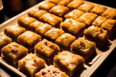 Turkish dessert baklava with cashew, walnuts and honeyの素材
