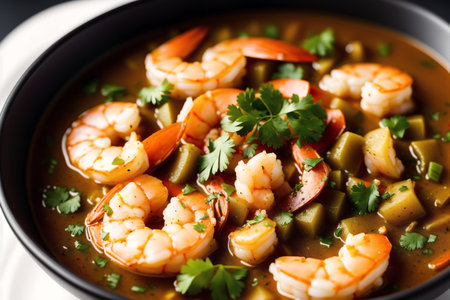 Seafood soup with shrimps, zucchini and green beansの素材