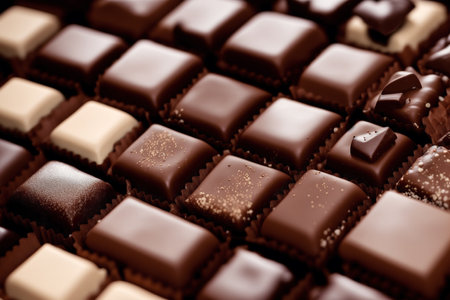 Chocolates background. Chocolate candies background. Chocolate candy backgroundの素材