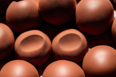 chocolate eggs on a white background. close-up. macroの素材