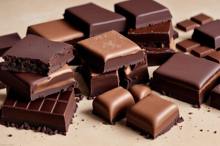 chocolate bars on a brown background. tinting. selective focusの素材