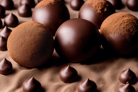 chocolate truffles on a brown background. tinting. selective focusの素材