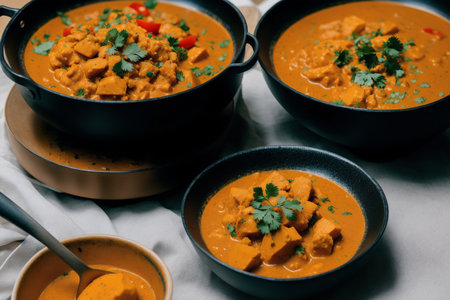 Indian Chicken Tikka Masala or Chicken Tikka Masala in a bowlの素材