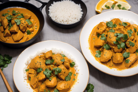 Chicken tikka masala or chicken tikka masala in a bowl or pan, selective focusの素材