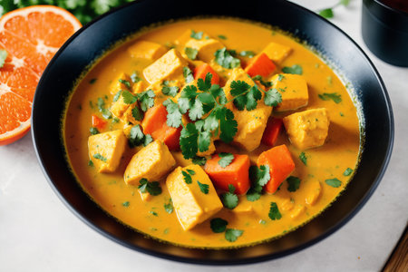 Indian Chicken Curry with Tofu and Vegetables, square formatの素材