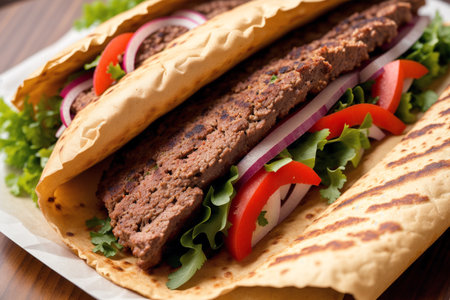 Turkish Doner Kebab with Lettuce, Tomato and Onionの素材