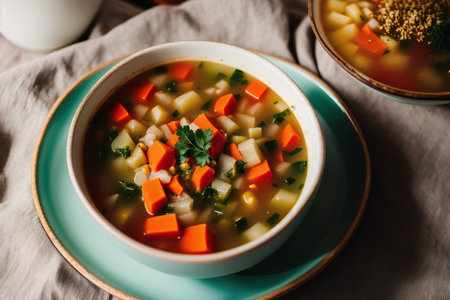 Vegetable soup with carrot, potato, celery and parsleyの素材
