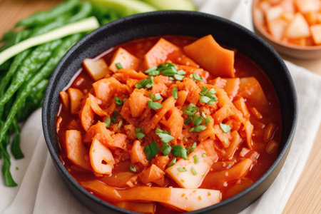 Korean traditional food Kimchi, Kimchi in a black bowlの素材