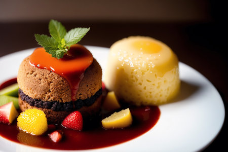 chocolate cake on a wooden background. sweet dessert. selective focusの素材