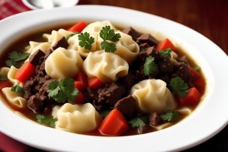 Beef Bourguignon with dumplings in red sauceの素材