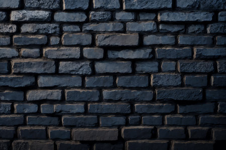 Dark blue brick wall texture background. Black and white brick wall.の素材