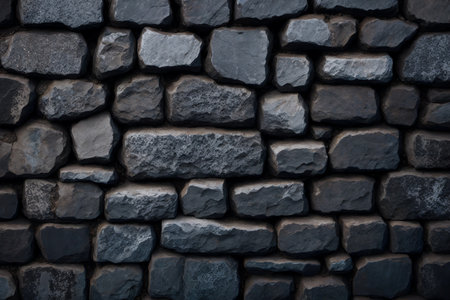 Background of black stone wall texture. Black stone wall texture for background.の素材