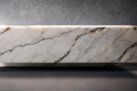 White marble countertop on dark background, closeup. Interior designの素材