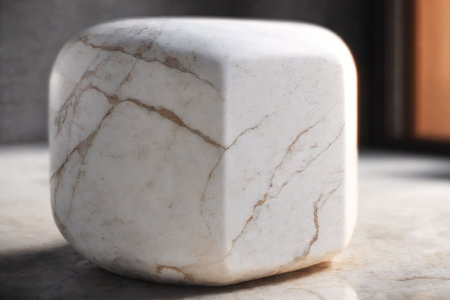 White marble blockle countertop, closeup. Interior designの素材